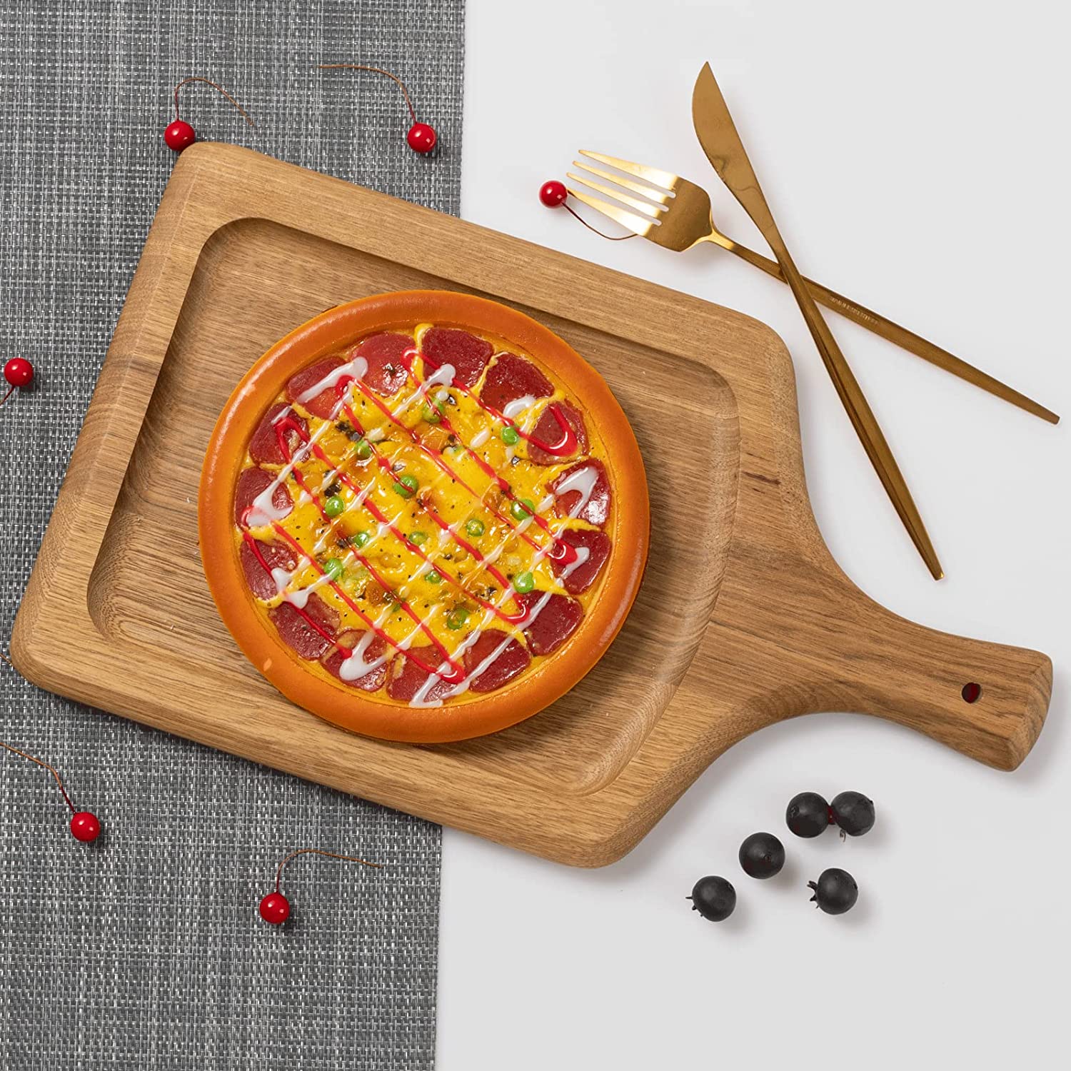Kitchen Wood Cutting Boards with Handle, Wooden Pizza Peel 15 inch, Sm –  insunen