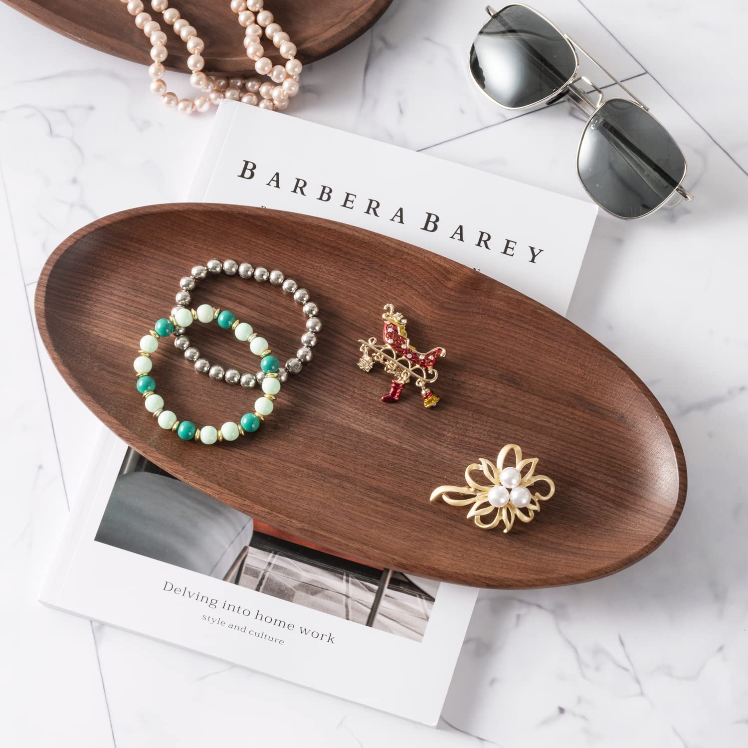Oval Wooden Organizer Serving Trays