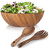 Acacia Wooden Salad Bowl Set, Large wooden salad bowl, Salad Mixing Bowl, Wood Serving Bowl, 3-Piece Wood Salad Bowl Set with Salad Spoon and Fork